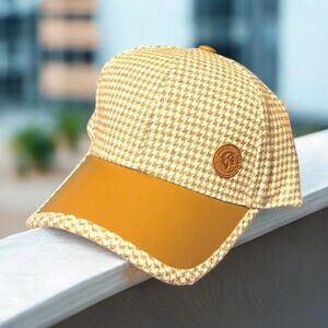 Belle Stallion Farm Brown Houndstooth Cap with Tan Brim